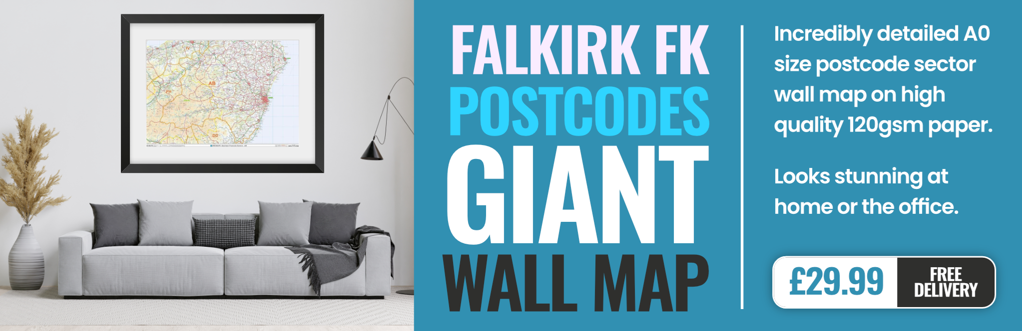 FK Postcode Wall Map
