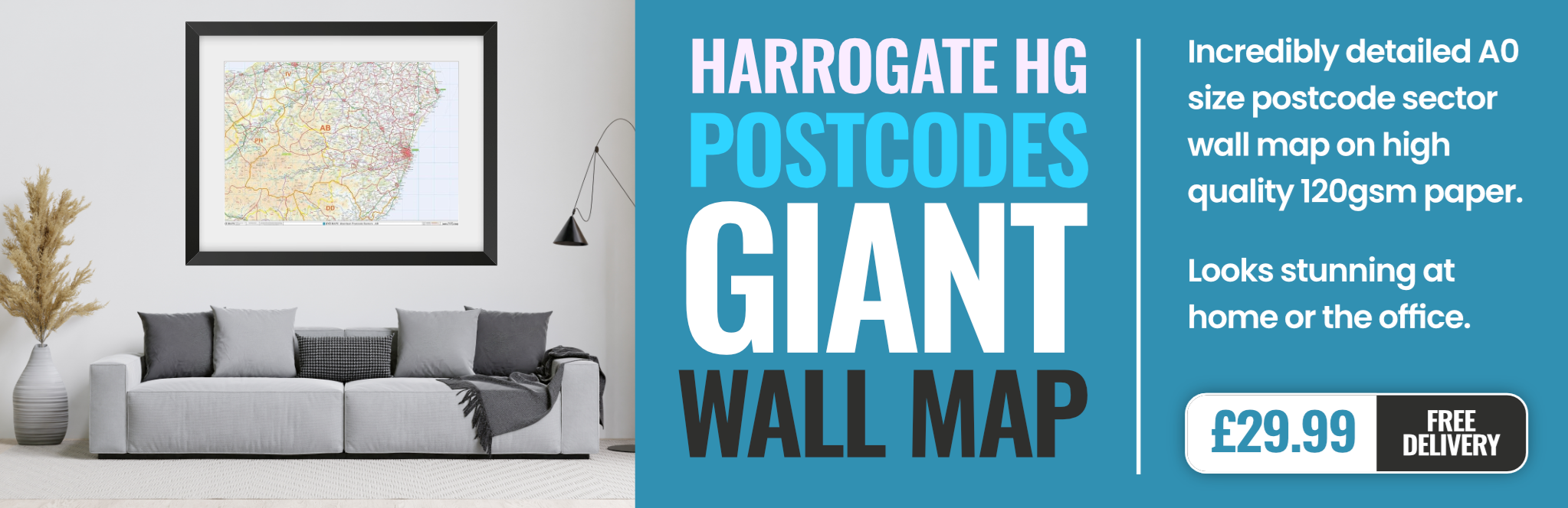 HG Postcode Wall Map