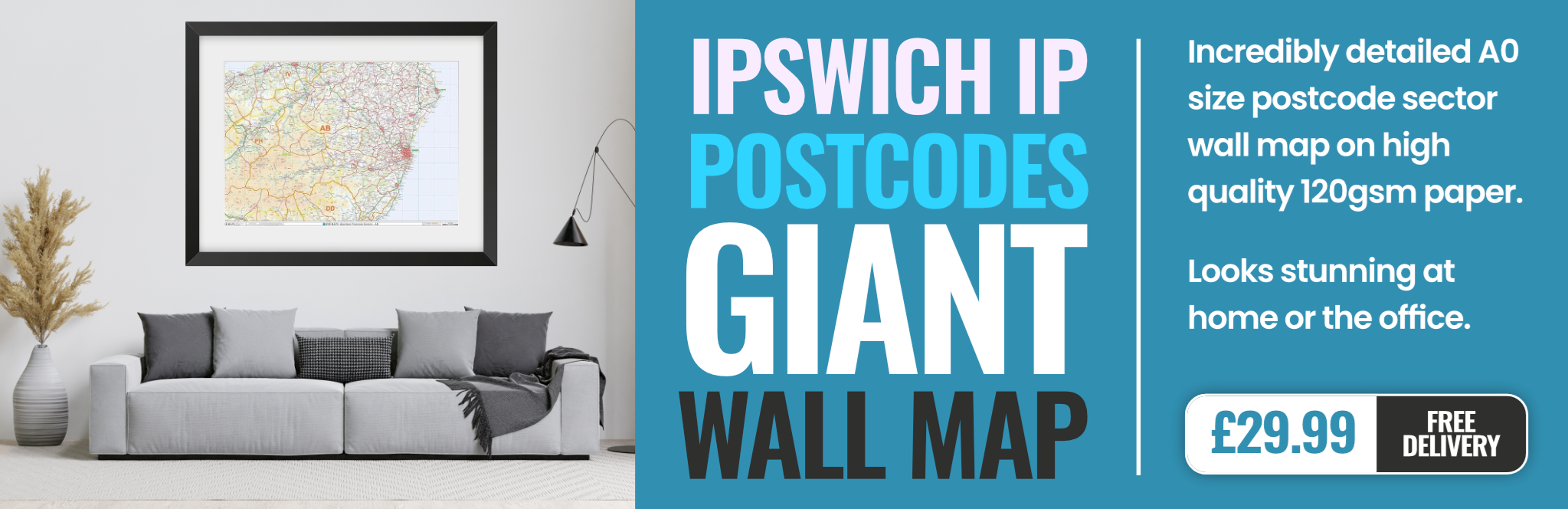 IP Postcode Wall Map