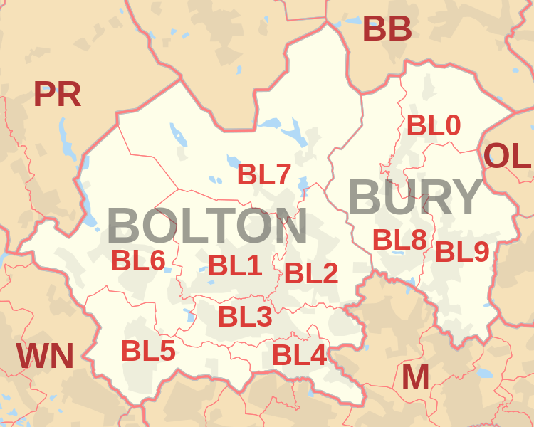 Bolton Postcode Map