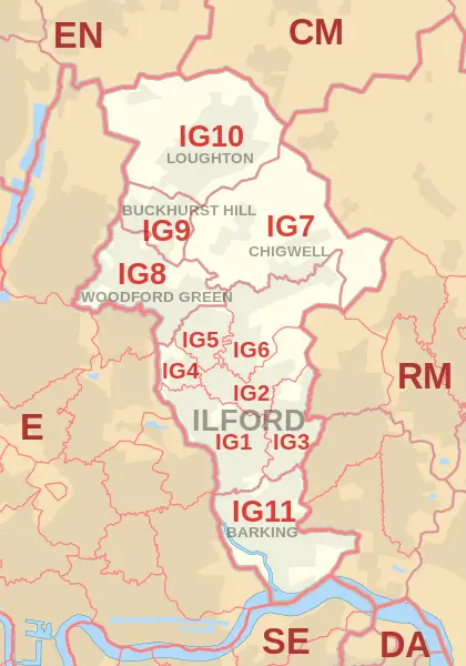 Ilford Postcode Map