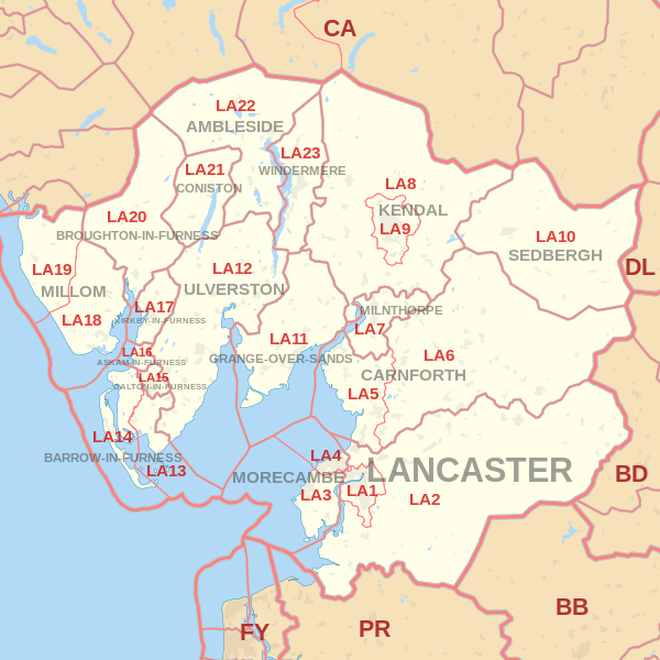 Lancaster Postcode Map