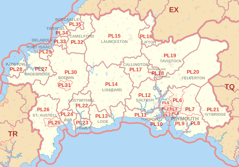 Plymouth Postcode Map