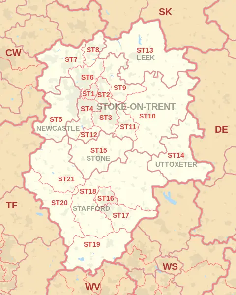 Stoke On Trent Postcode Map