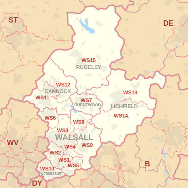 Walsall Postcode Map