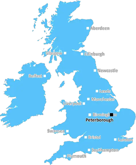 Peterborough Postcode Town Location (UK)