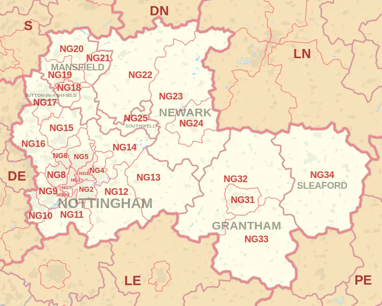 Nottingham Postcode Map