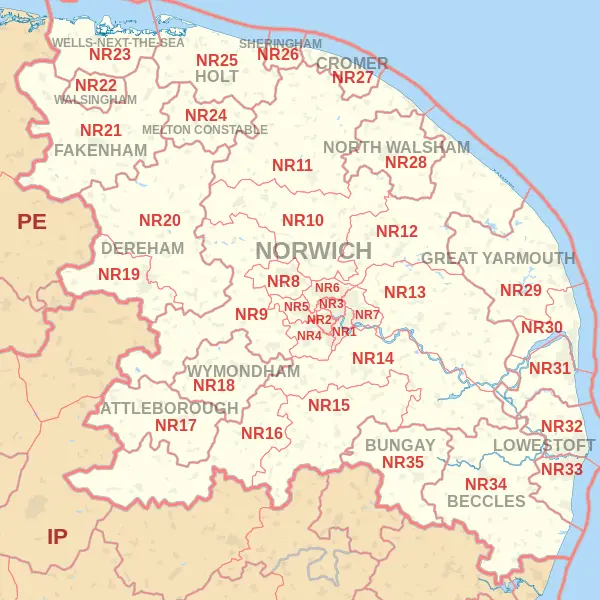Norwich Postcode Map