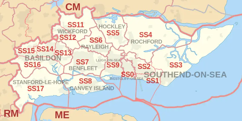 Southend On Sea Postcode Map