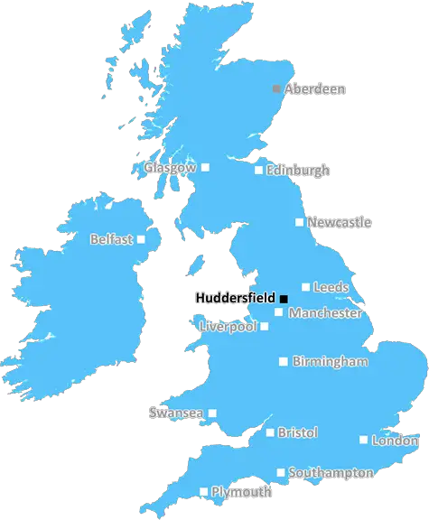 Huddersfield Postcode Town Location (UK)